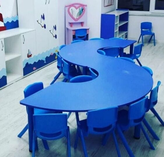 S Şeklinde Okul Sınıf S Masa Grubu