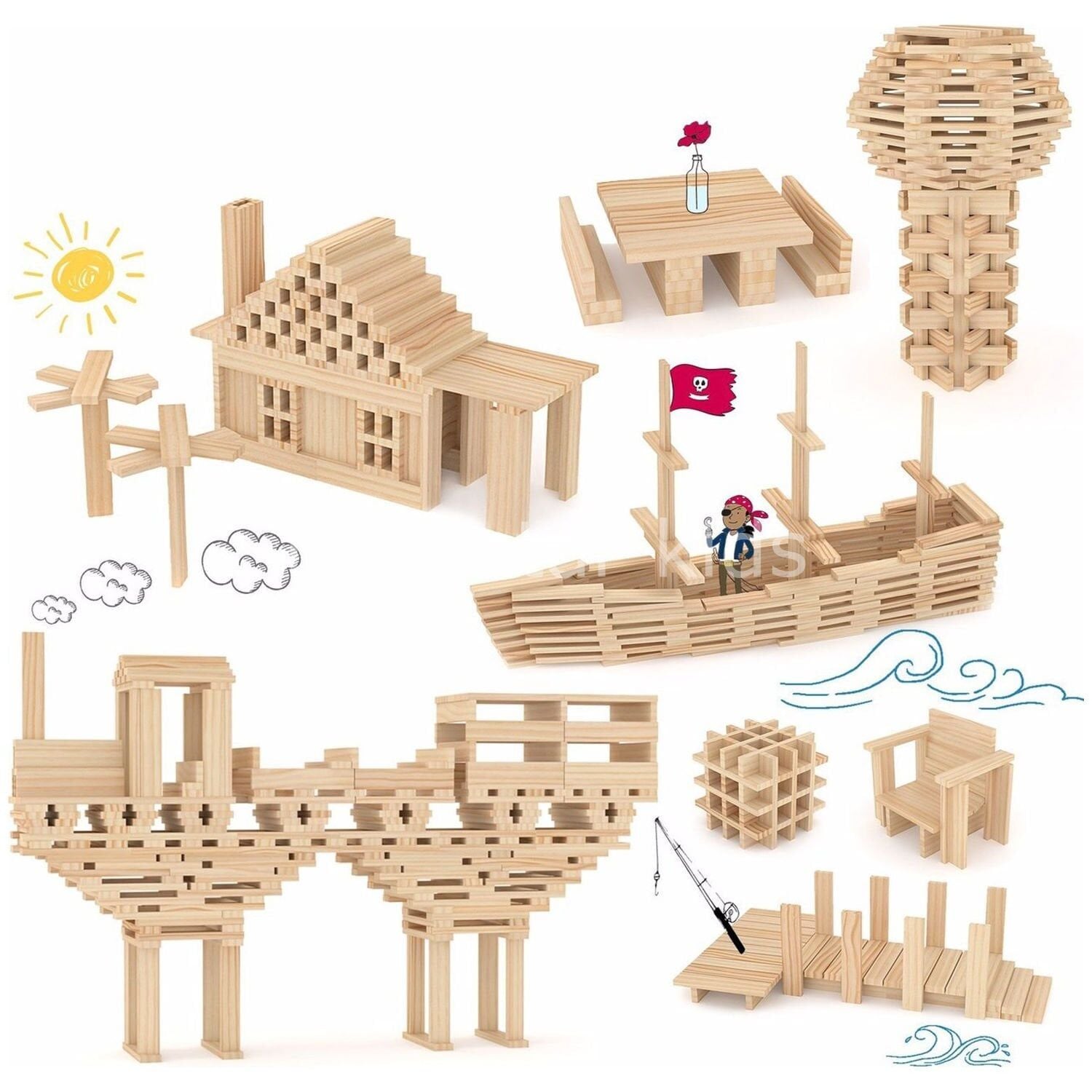 Sihirli Ahşap Yapı Blokları 200 Parça