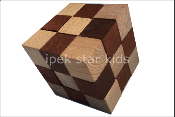 Ahşap Hareketli Zeka Küpleri (Kahverengi) Zorluk %90