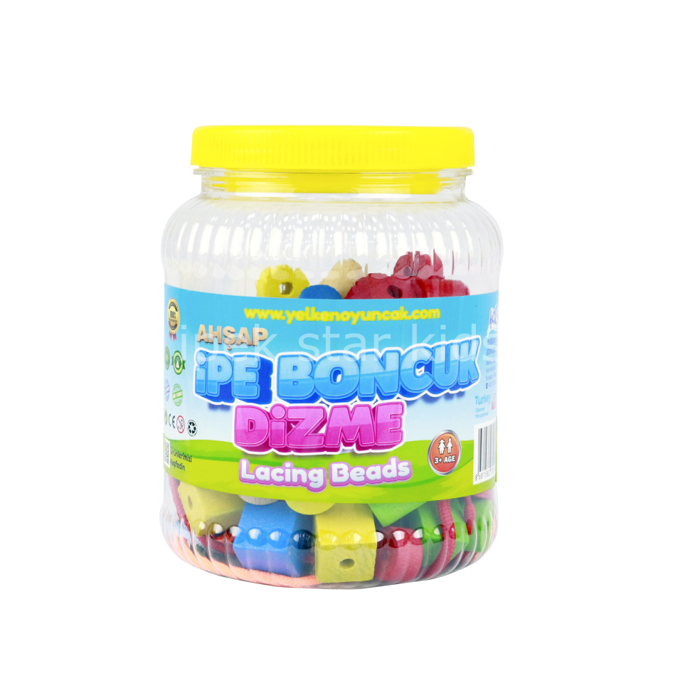 İpe Boncuk Dizme (90 Parça) Ahşap