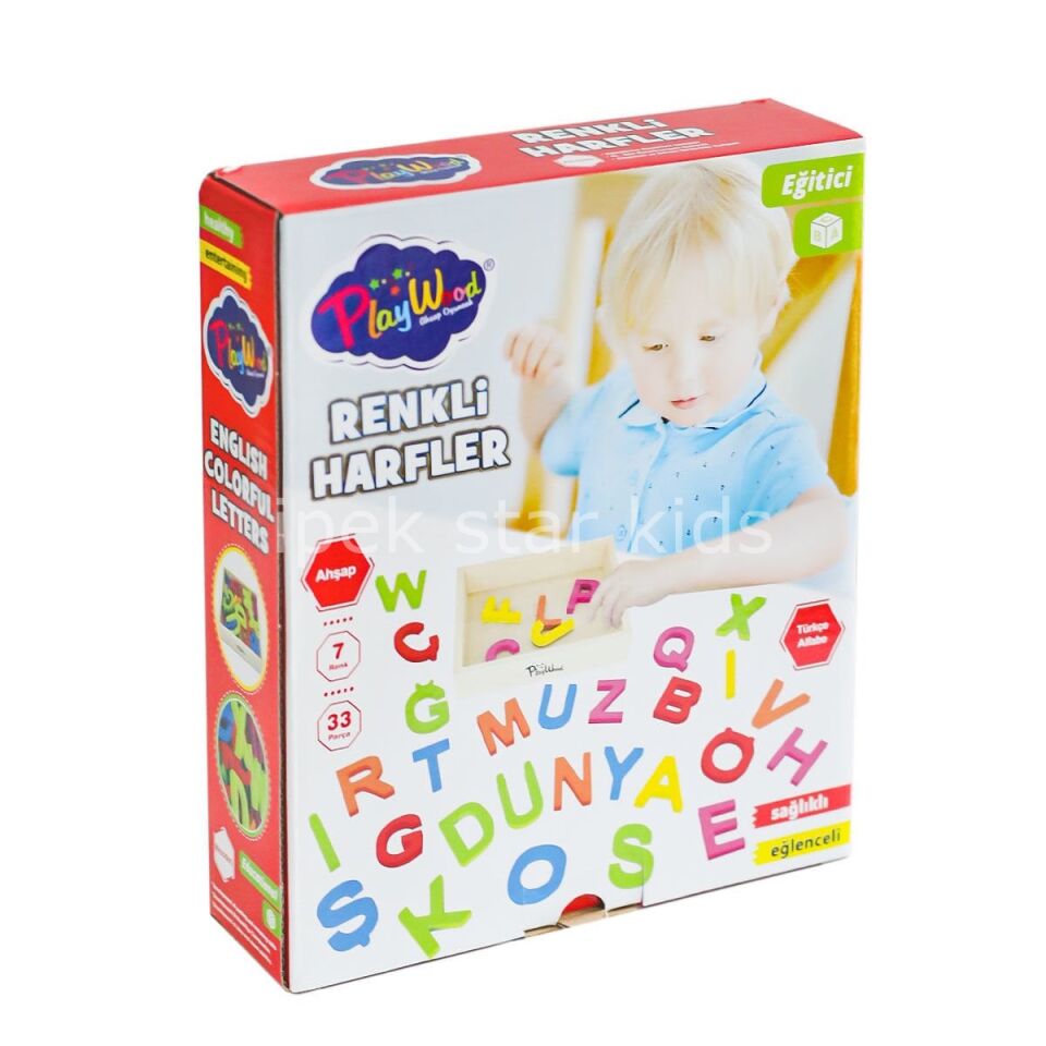 Ahşap Renkli Harfler 33 Parça
