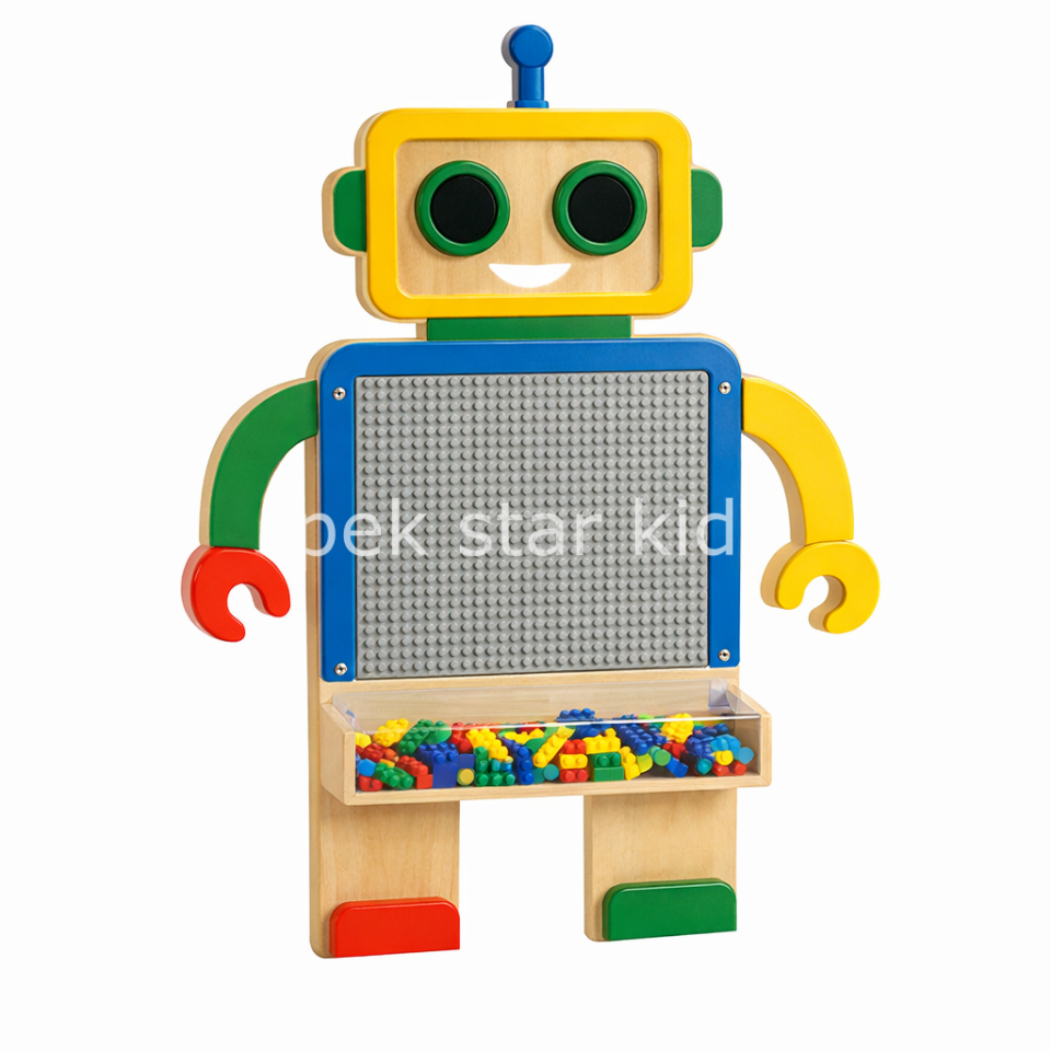 Robot Figürlü Lego Duvarı Duplo Uyumlu Çocuk Duvar Oyunu