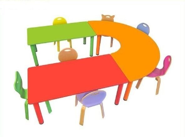 İpekStarKids U Masa Grubu 3 Parça | Anaokulu – Kreş – Okul Öncesi Modüler Masa Seti | Ergonomik & Dayanıklı