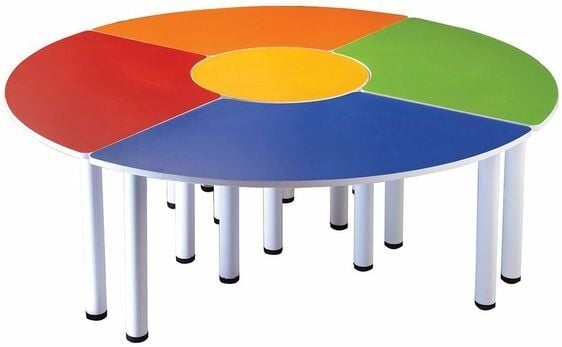 Metal Ayaklı Daire Masa Grubu 5 Parça | Çap 180 cm Anaokulu – Kreş Masa Seti | İpekStarKids