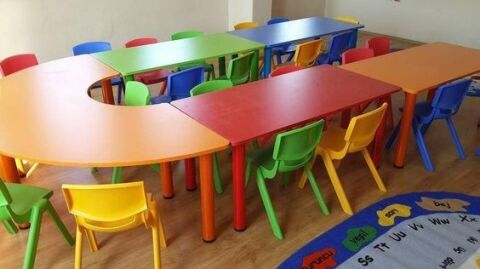 İpekStarKids Anasınıfı U Masa Grubu | 5 Parça Modüler Masa Seti | Anaokulu – Kreş