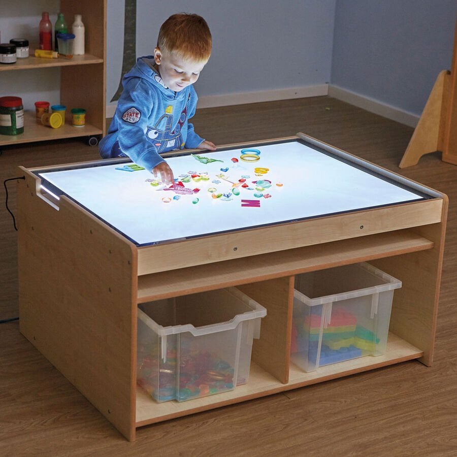 ışıklı duyu masası 100x70 cm montessori eğitim masası çocuk oyun alanı