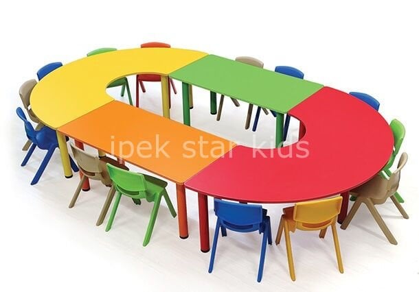 Anaokulu Grup Çalışma Masası U Şekilli Aktivite Anfi Masa Seti – Modüler Anaokulu Sınıf Masası