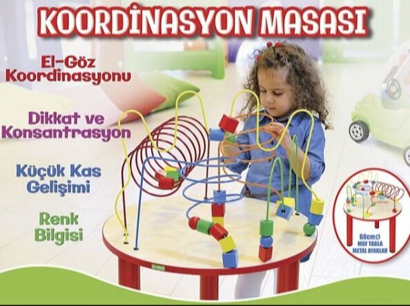 telli labirent oyun masası ahşap çocuk aktivite masası 60 cm