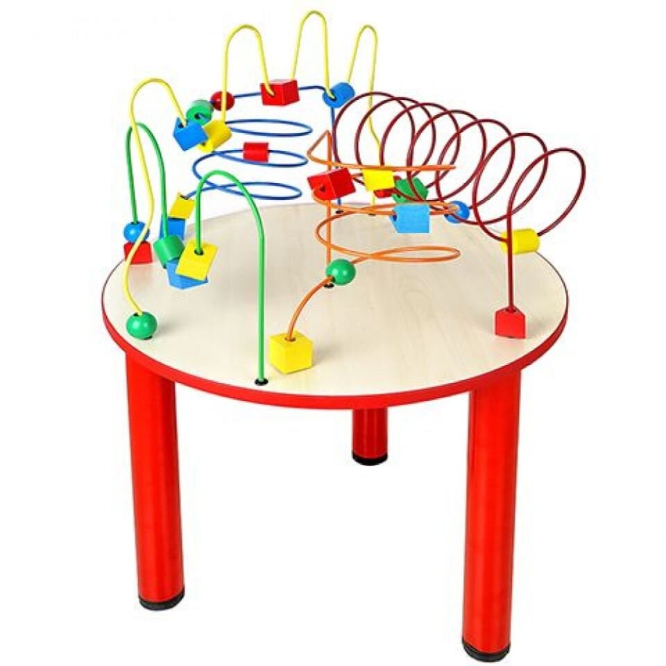 ahşap telli labirent oyun masası 60 cm çocuk aktivite masası