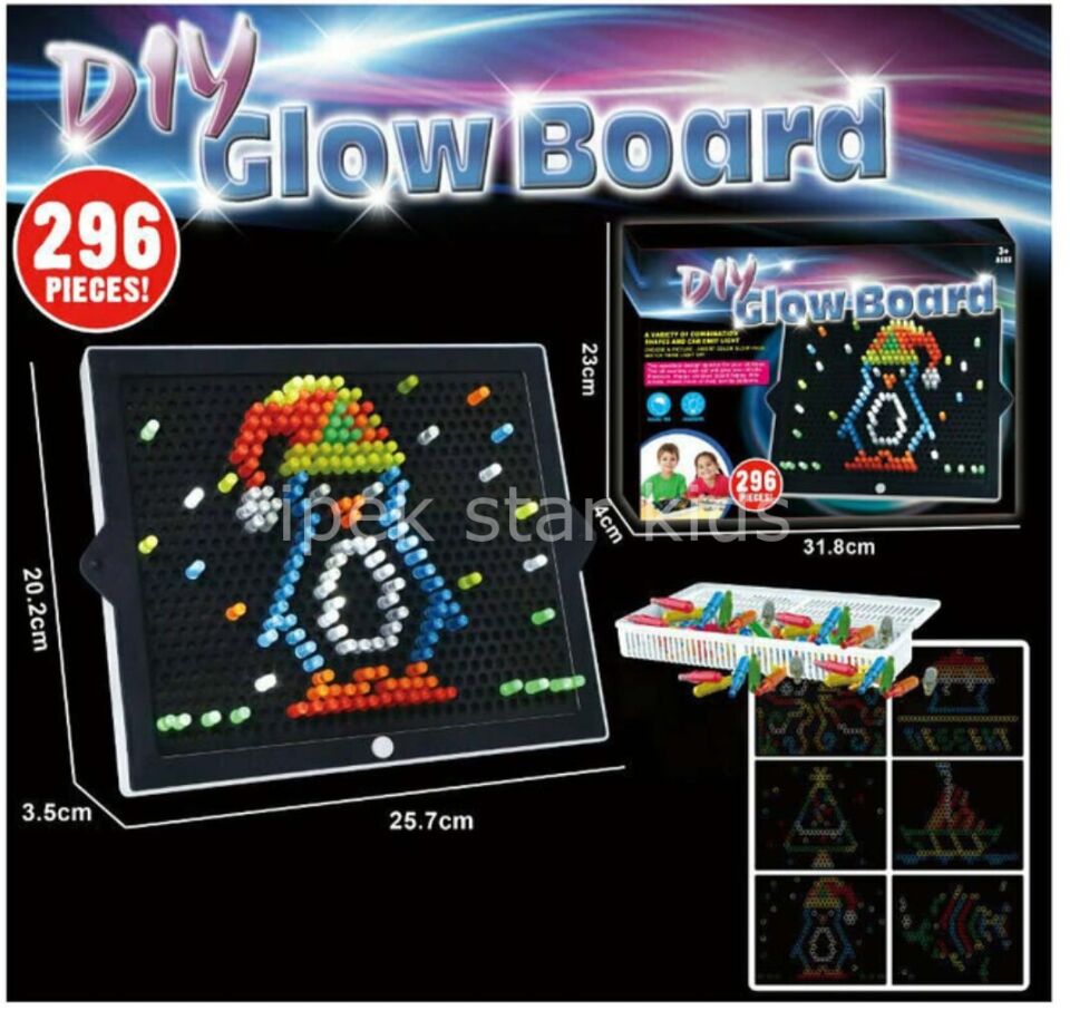 LED Işıklı Mozaik Oyun Paneli 296 Parça – Çocuk Sanat ve Duyu Gelişim Seti