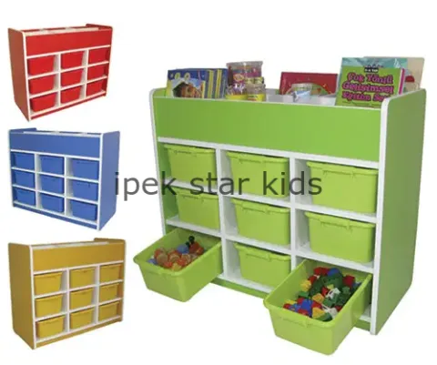 Kitaplıklı, 9 Kutulu Oyuncak Dolabı