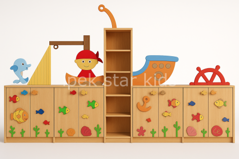 Denizci Tema Kayın MDFLam Sınıf Dolabı