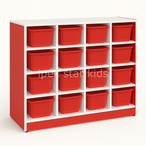 PRIMEBOX 16 – Akıllı Sınıf Düzen Sistemi 16Kutulu Malzeme Oyuncak Dolabı