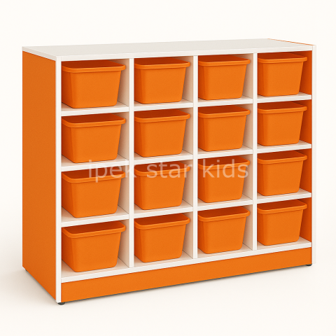 PRIMEBOX 16 – Akıllı Sınıf Düzen Sistemi 16Kutulu Malzeme Oyuncak Dolabı