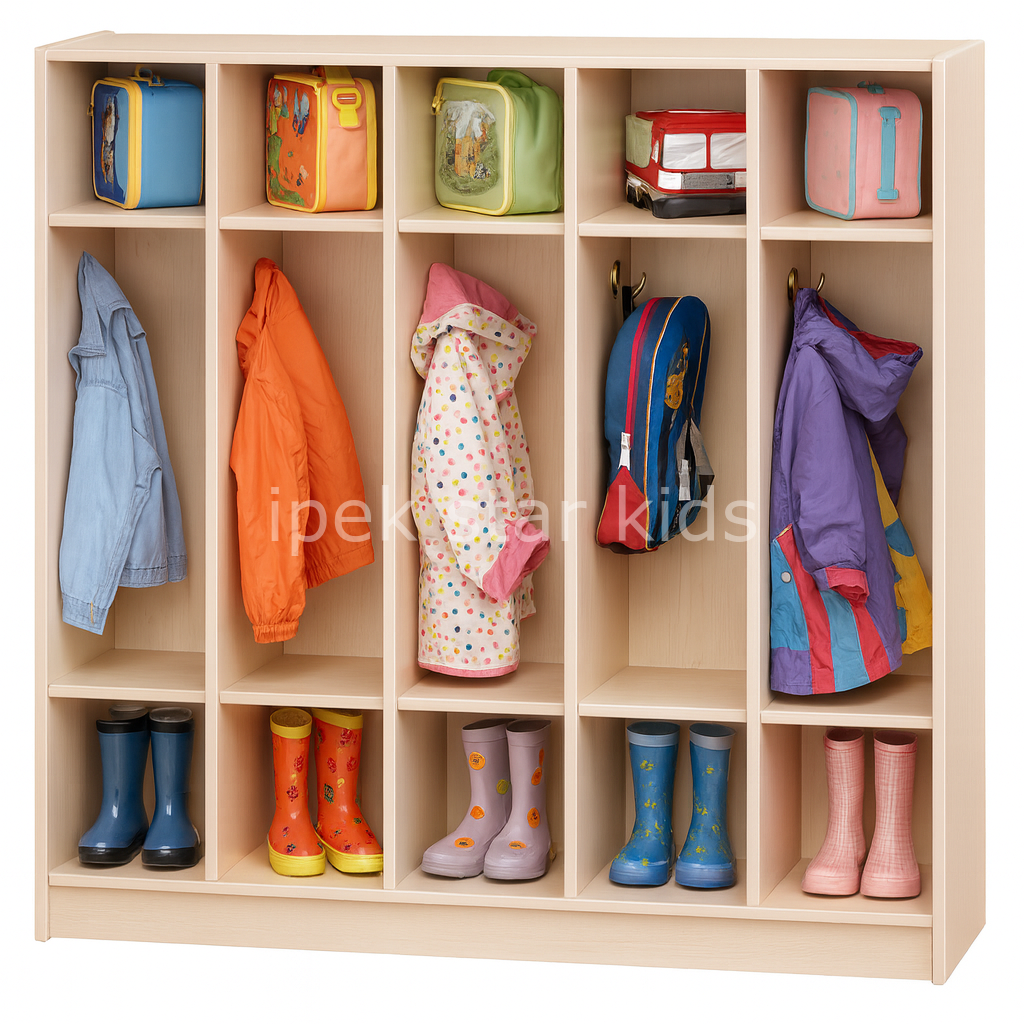 Açık Raflı Anaokulu Askılık ve Ayakkabılık