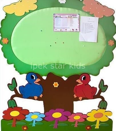 Anaokulu Kreş Yuva Kuş-Ağaç Papatya Figürlü Sınıf Pano 170*135 Cm