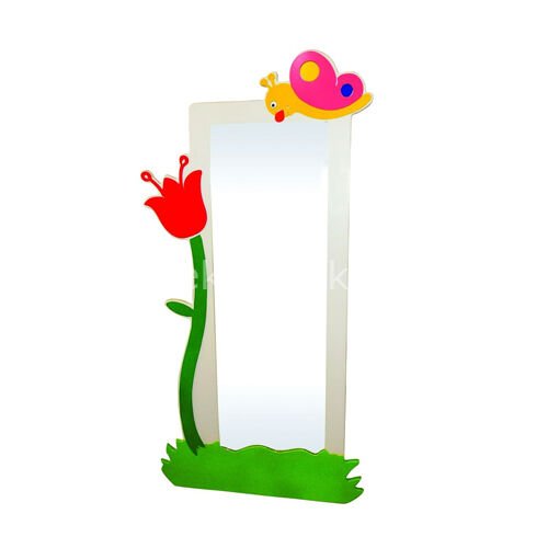 Çiçek ve Kelebek Figürlü Çocuk Boy Aynası 140×65 cm Anaokulu Kreş Aynası