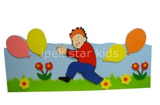 Anaokulu Kreş Yuva Balonlu Çocuk Askılık 140 Cm *50 Cm