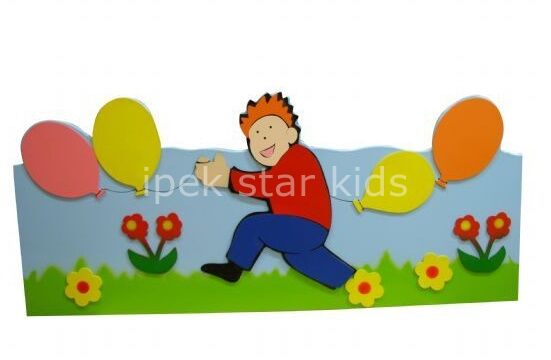Anaokulu Kreş Yuva Balonlu Çocuk Askılık 140 Cm *50 Cm