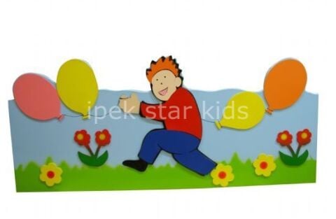 Anaokulu Kreş Yuva Balonlu Çocuk Askılık 140 Cm *50 Cm