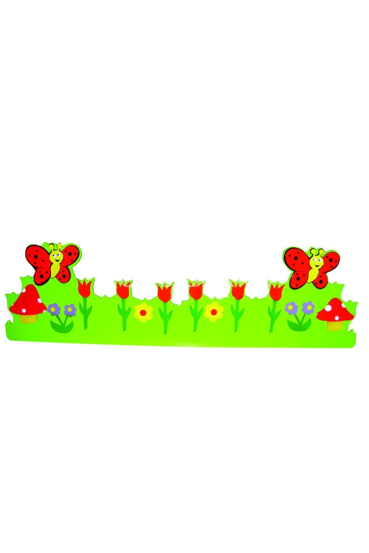 Gökkuşağı Kelebek Askılık Kreş Anaokulu Çocuk Mont Çanta Askılığı 140x60