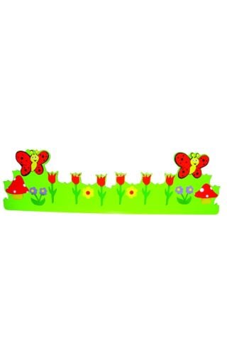 Gökkuşağı Kelebek Askılık Kreş Anaokulu Çocuk Mont Çanta Askılığı 140x60