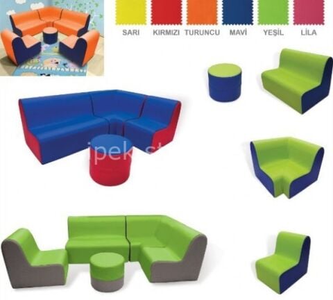 Anaokulu Yuva Kreş Çocuk Köşe Koltuk Takımı