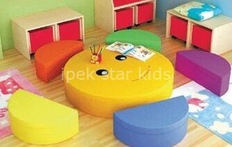 Anaokulu Kreş Çocuk Yuva Neşeli Koltuk Oturma Ve Oyun Grubu 5 Parça