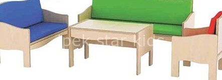 Anaokulu Ahşap Oturma Grubu Renkli KoltukTakımı