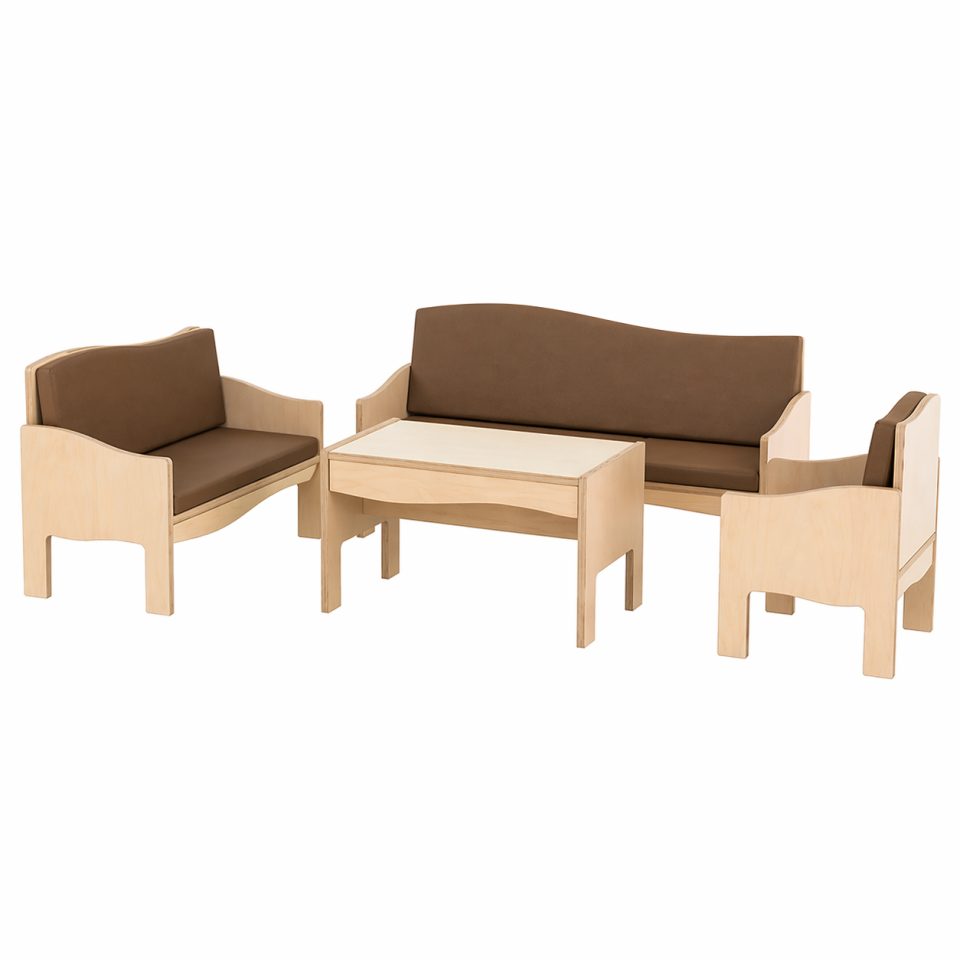 ahşap çocuk oturma grubu 4lü set mdflam çocuk koltuk takımı