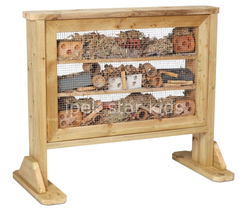 ahşap böcek oteli ve gözlem ünitesi 100x50x100 cm orman okulu doğa keşif ekipmanı
