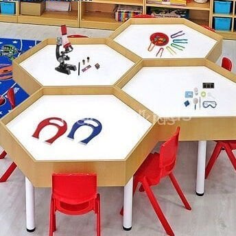 Petek aktivite masası lego robotik kum oyunları için anaokulu oyun masası