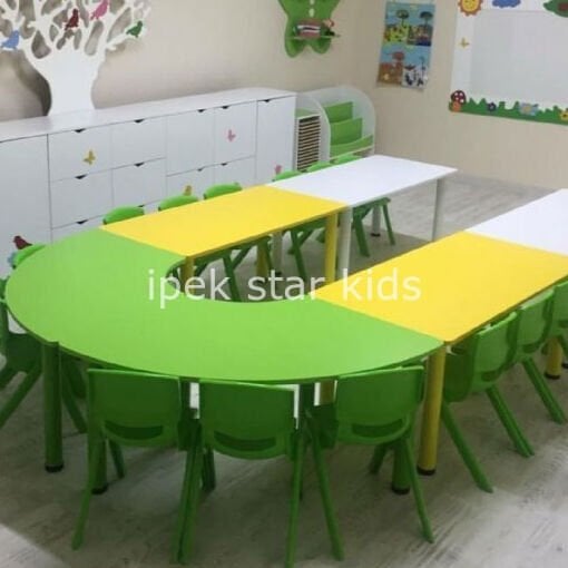5 parçalı modüler anaokulu u masa seti