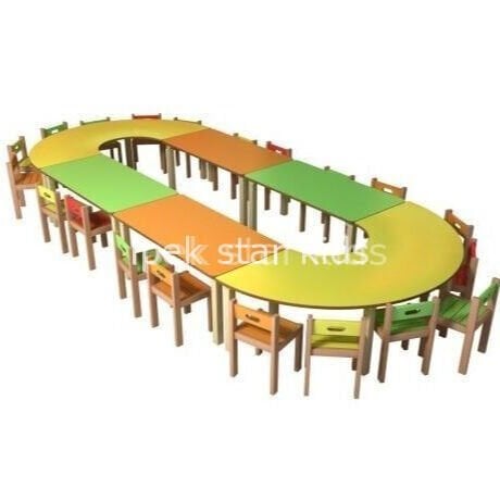 6 parçalı anfi oval anaokulu masa grubu
