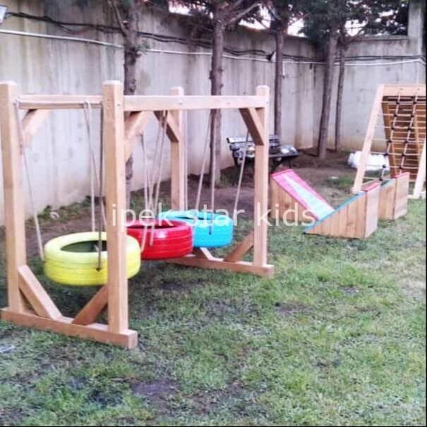 Emprenyeli çam ahşap survivor parkuru dış mekân bahçe oyunu