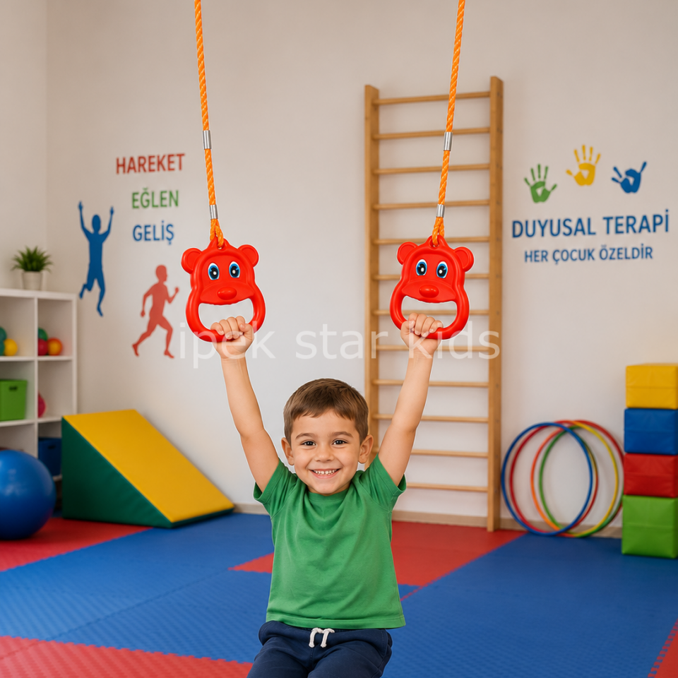 Çocuk jimnastik halkası denge ve spor salıncağı iç ve dış mekân kullanım