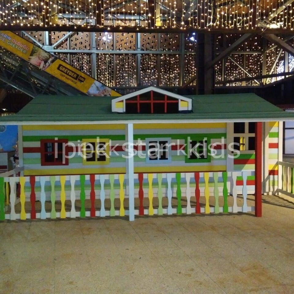 Ahşap Çocuk Oyun Evi | Anaokulu & Kreş İçin Büyük Oyun Evi – İpek Star Kids