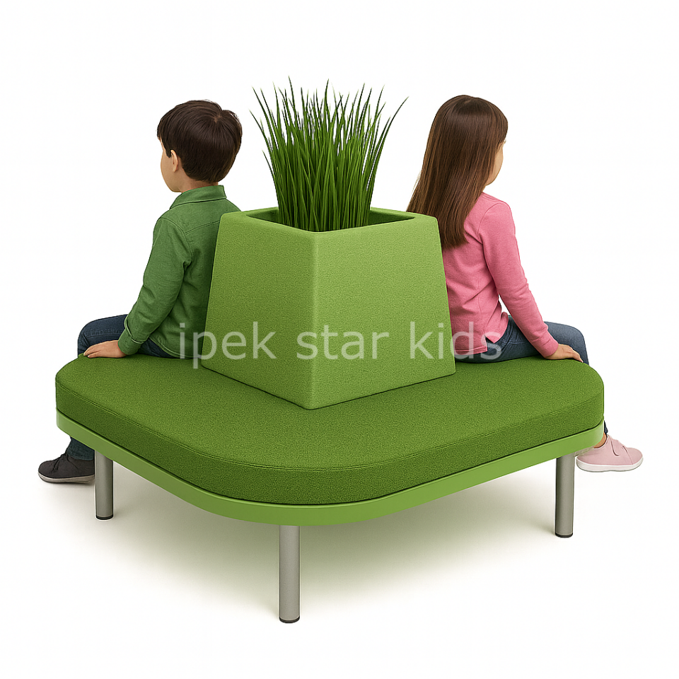 Orta Saksılı Ortaalan Çocuk Bekleme Koltuğu 100x100 cm | Anaokulu & Çocuk Bekleme Koltuğu