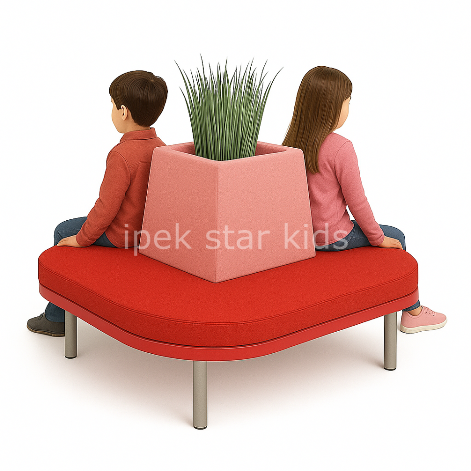 Orta Saksılı Ortaalan Çocuk Bekleme Koltuğu 100x100 cm | Anaokulu & Çocuk Bekleme Koltuğu