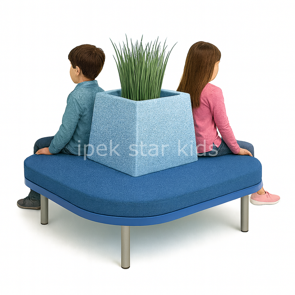 Orta Saksılı Ortaalan Çocuk Bekleme Koltuğu 100x100 cm | Anaokulu & Çocuk Bekleme Koltuğu