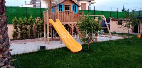 OYUNEVLİ KAYDIRAKLI AHŞAP ÇOCUK PARKI