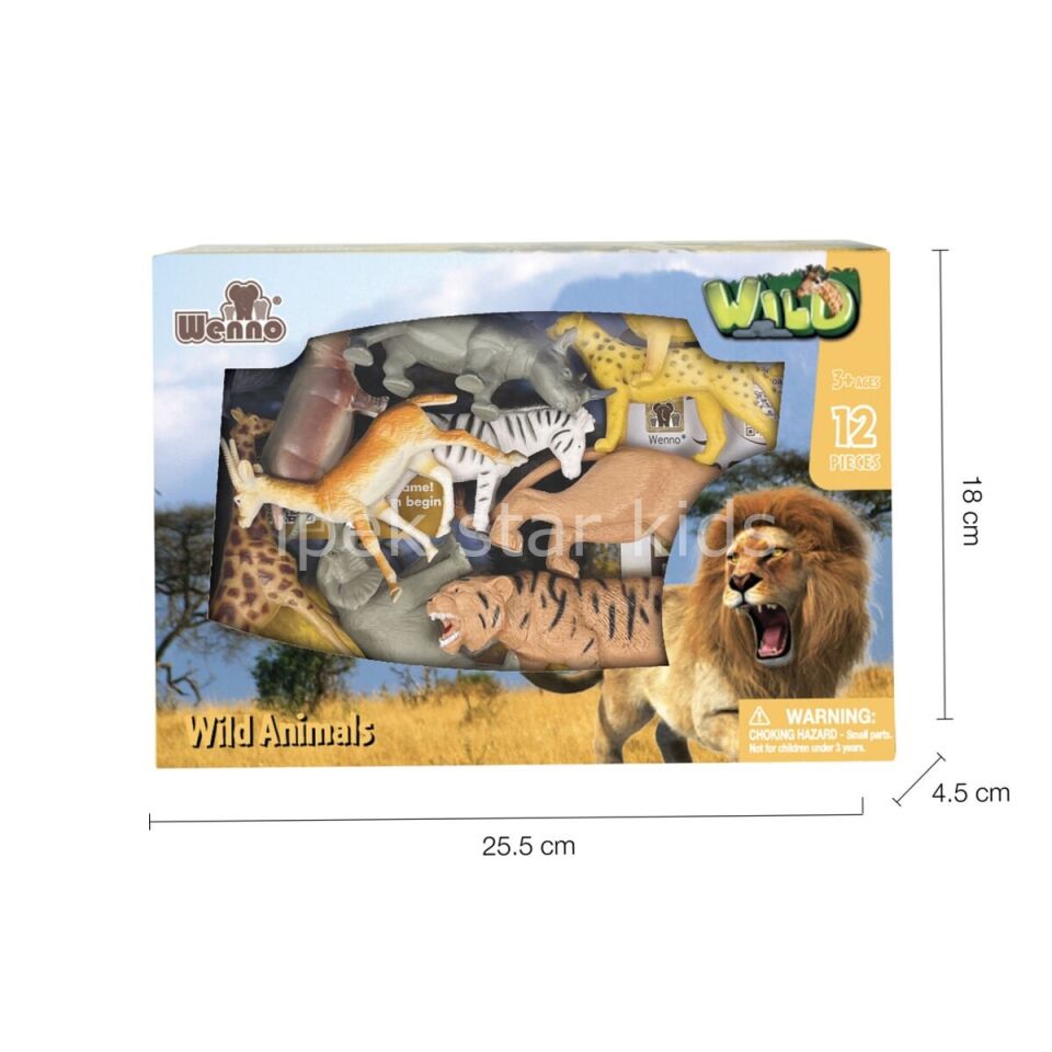 KUTULU 12PCS VAHŞİ VE ÇİFTLİK HAYVAN SETİ