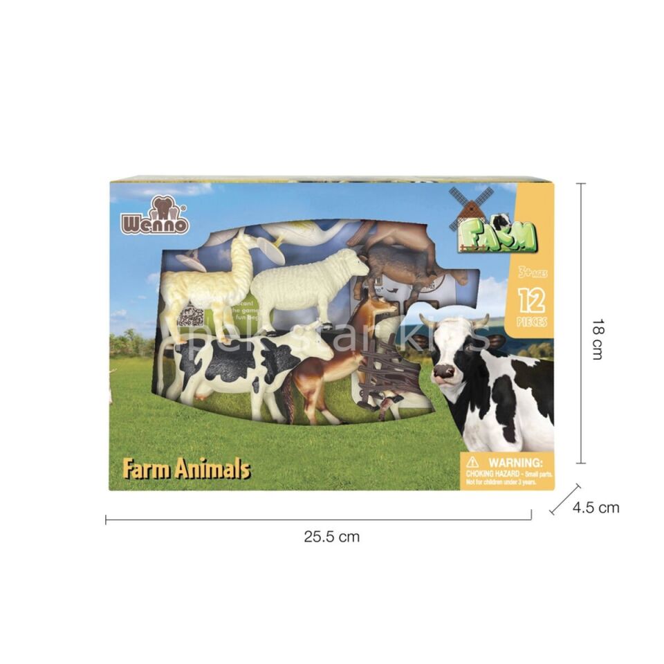 KUTULU 12PCS VAHŞİ VE ÇİFTLİK HAYVAN SETİ