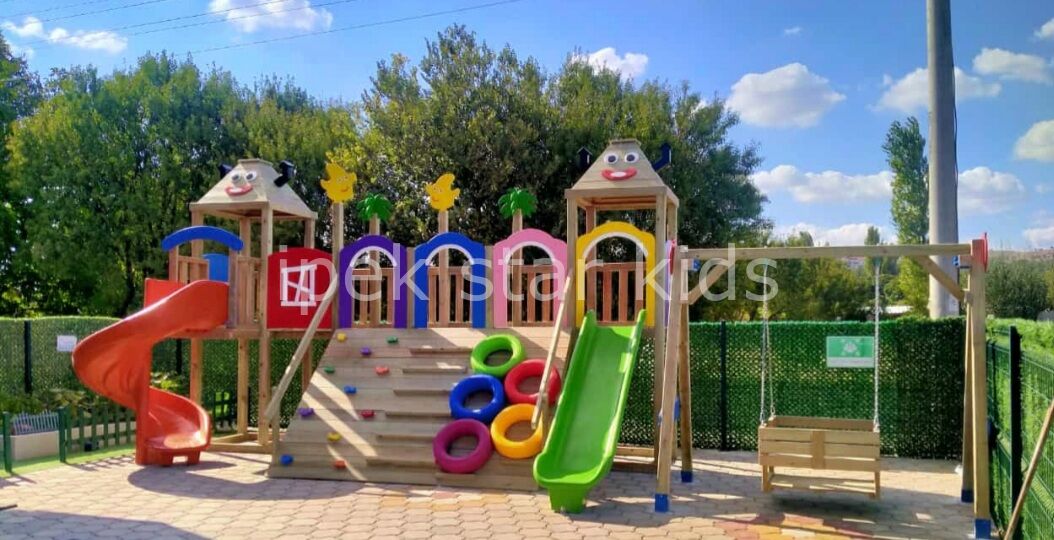 Rainbow Smile Adventure Park 2 Kuleli Ahşap Oyun Grubu