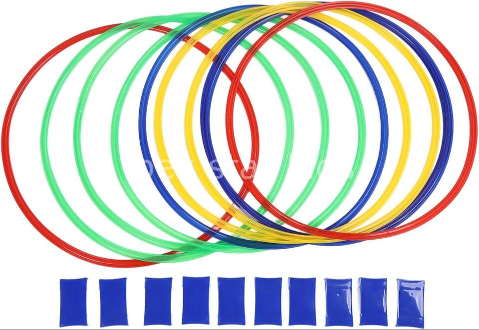 Seksek ve Oyun Halkaları 10’lu Set 38 cm | Çocuk Koordinasyon ve Denge Aktivite Halkaları