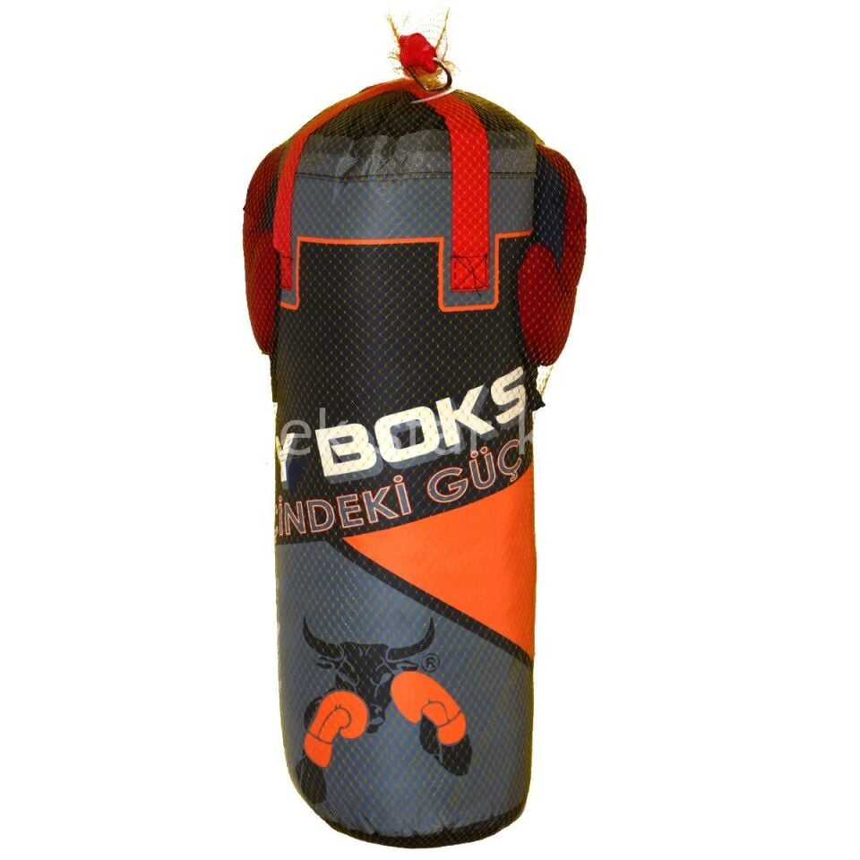 Çocuk Boks Torbası 60x20 cm | Eldivenli Spor ve Aktivite Seti