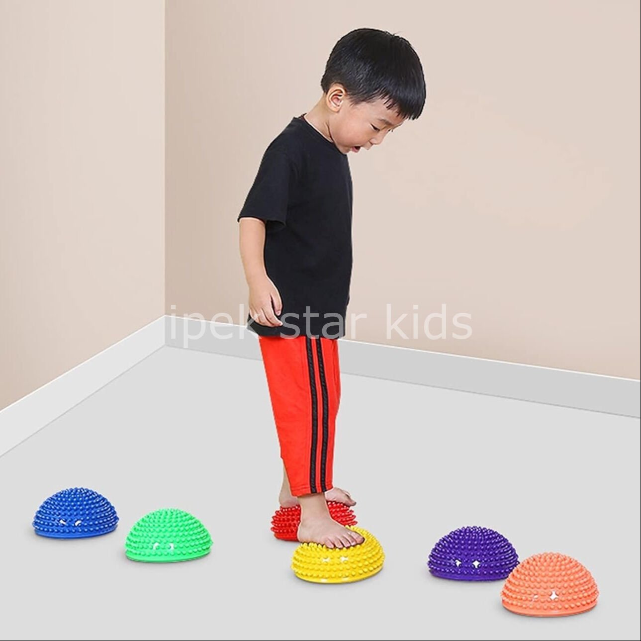 Stepping Stone Dikenli Taktil Duyusal Denge Taşı 6'lı Set Yeşil Anaokulu Denge Oyunu ve Duyu Gelişim Ekipmanı