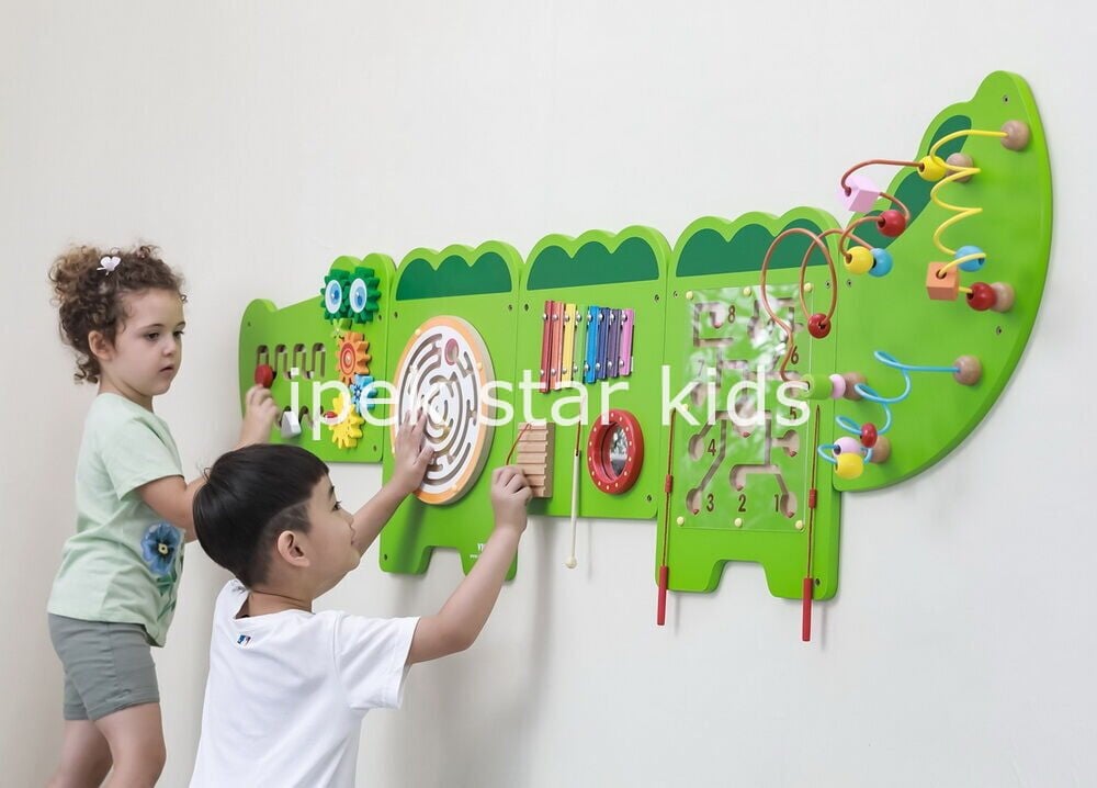 Crocodile activity wall panel set 180x60 cm educational wall game for preschool