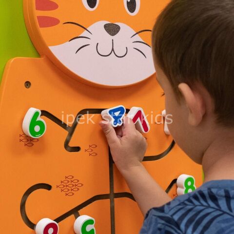 Çocuk Duvar Sayı  Oyunu Kedi Figürlü Duvar Kanal Gezdirme