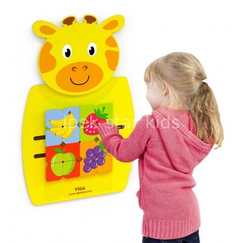 Çocuk Duvar Meyve Bulmaca Kanal Oyunu Zürafa  Figürlü Duvar Oyunu